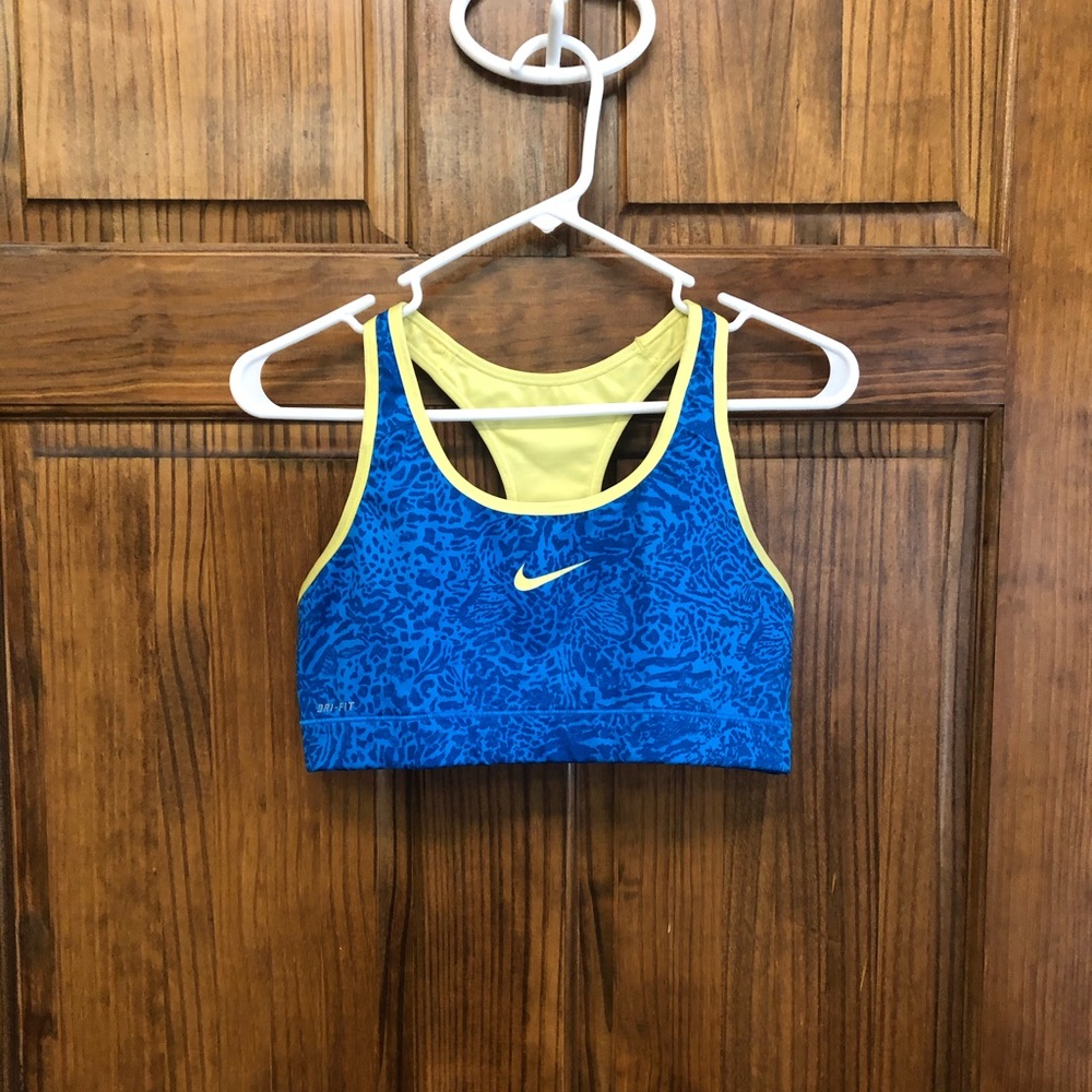 Blue leopard print Nike sports bra